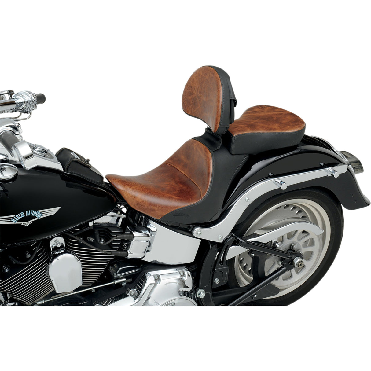 Saddlemen Renegade™ Lariat Leather Solo Seat - 806-12-0041B For Harley Softail 2006-2017