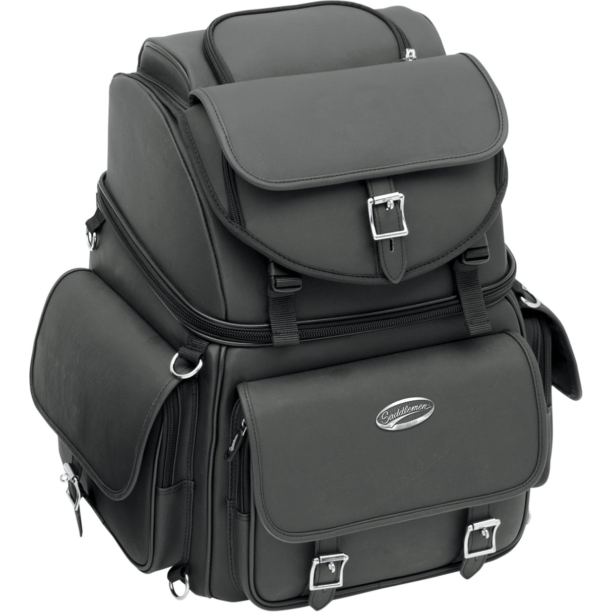 SADDLEMEN 3515-0120 EX000440 BR3400EX Combination Backrest, Backseat, and Sissy Bar Bag Sissy Bar Bag - Black