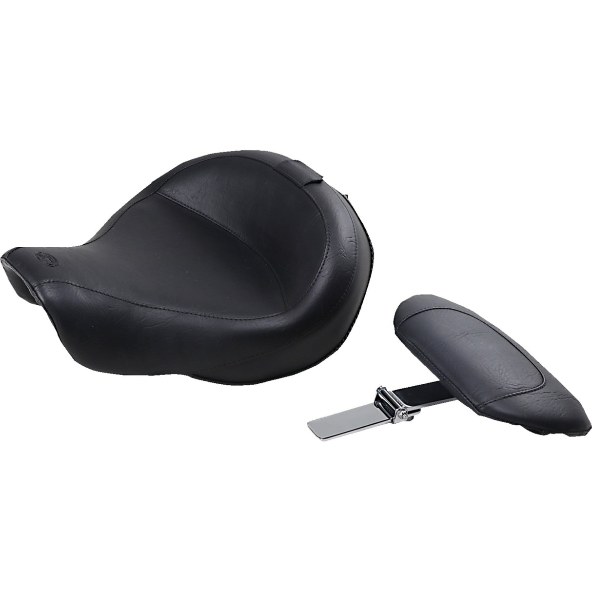 Mustang Wide Solo Seat With Removable Backrest With Backrest Vintage Black Smooth - 79358 For Harley Motorcycles 2006-2017