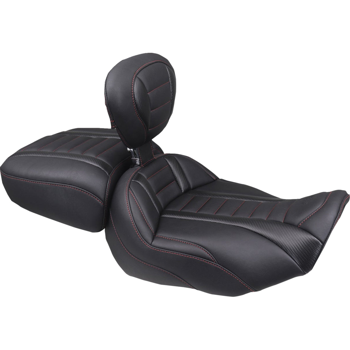 MUSTANG 0801-2160 89401DC Deluxe Touring Solo Seat w/ backrest - dark cherry stitch - flt/flh '23-'25