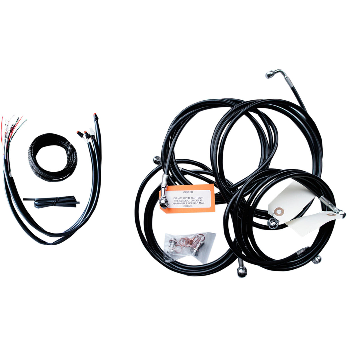 LA CHOPPERS 0610-1760 LA-8053KT2-19B Complete Black Vinyl Braided Handlebar Cable/Brake Line Kit - 18" - 20" Handlebars - Black Vinyl