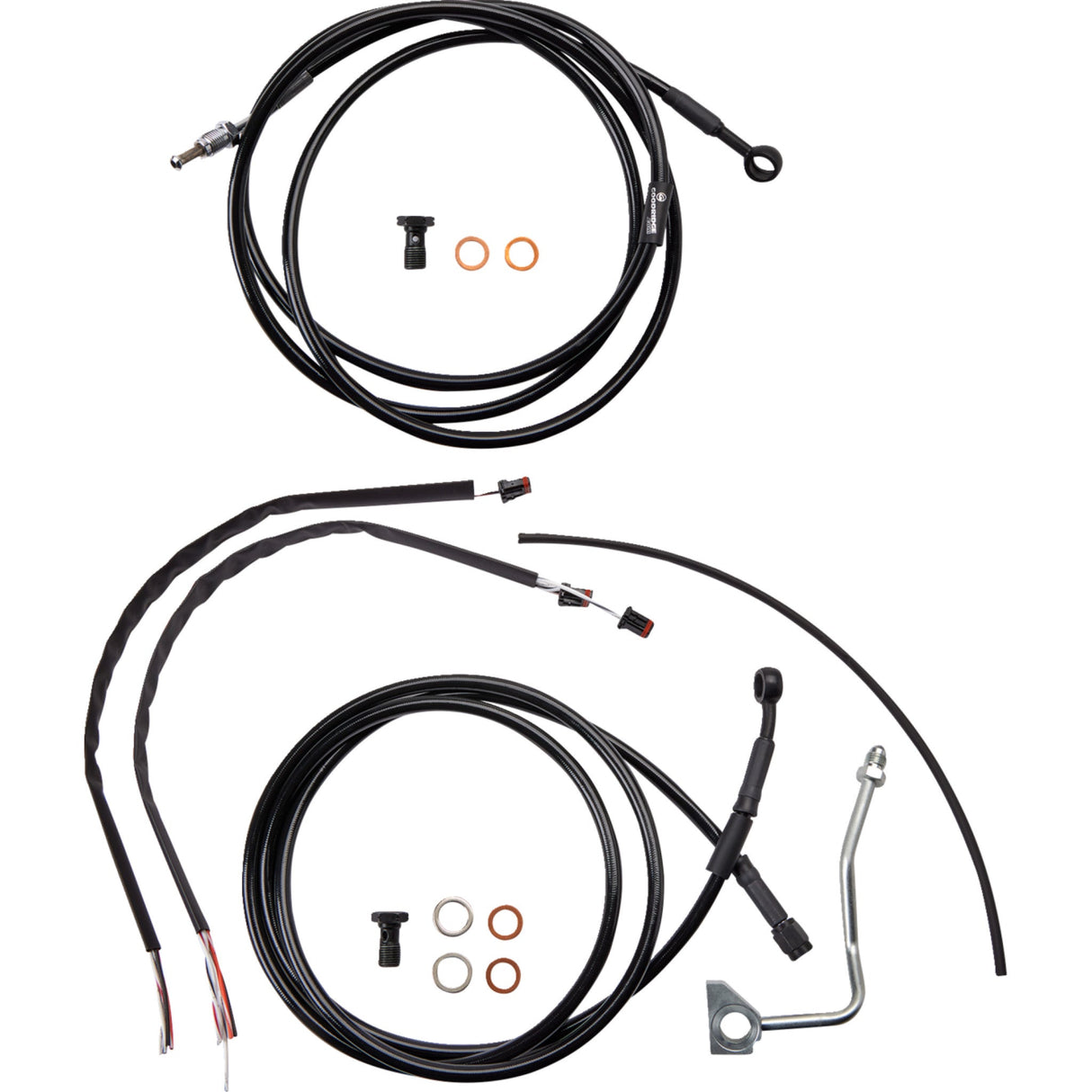 Burly Brand Complete Black Vinyl Handlebar Cable Line Kit For Ape Hangers 13" ABS - B30-1234 For Harley Touring 2017-2020