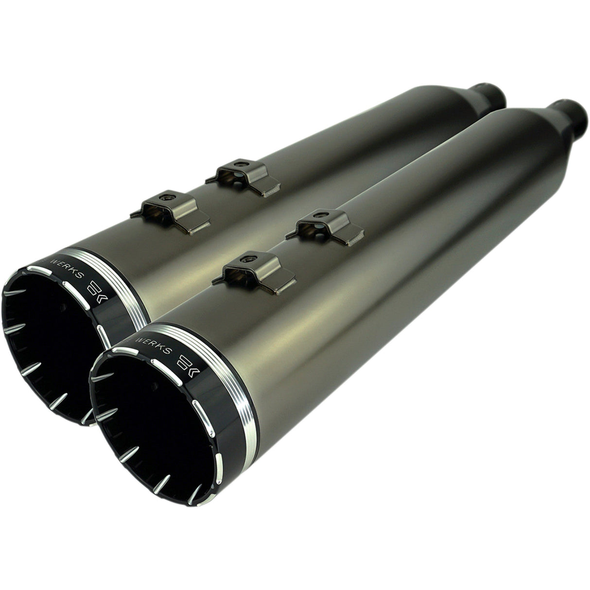 Khrome Werks 4-1/2" HP-Plus® Slip-On Mufflers Smoked Chrome With Tracer Touring - 202650 For Harley Touring 2017-2026