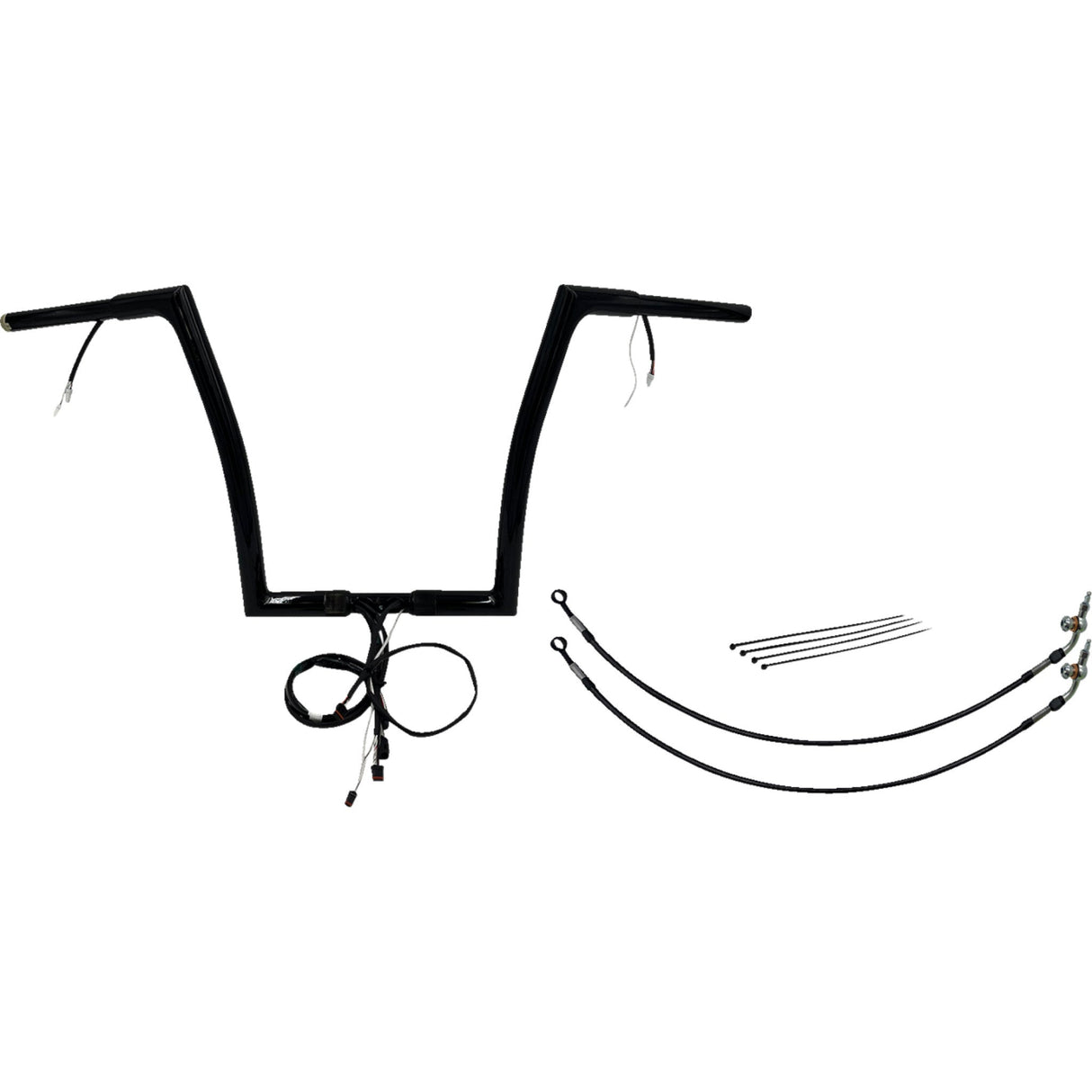 FAT Baggers INC. EZ Install Wired 1-1/4" Flat Top Handlebar Kit 14" Black - 702914-B For Harley Road Glide 2016-2020