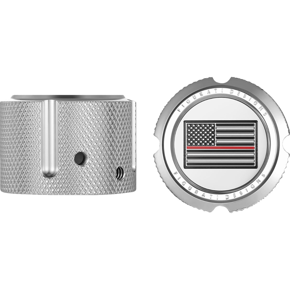 Figurati Designs Front Axle Nut Cover Front Stainless Steel Red Line Flag Silver - FD73-FAC-SS For Harley Motorcycles 2002-2022