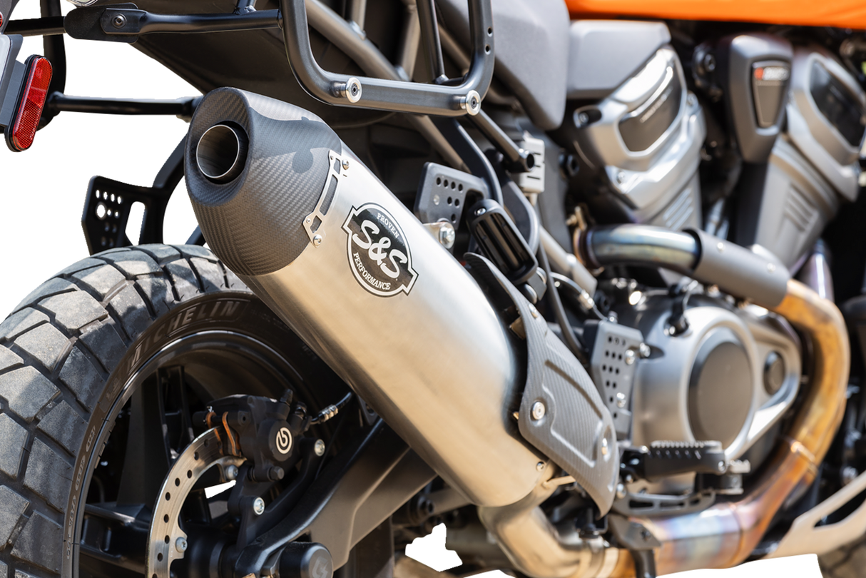 Slip-On Muffler - Brushed Stainless Steel - 50-State - Pan American - 1801-1811