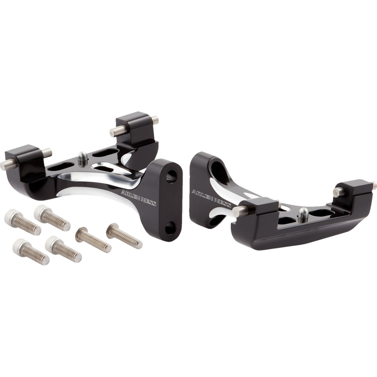Arlen Ness Forged Passenger Floorboard Mounts Passenger Black - 410-033 For Harley Touring 1999-2026