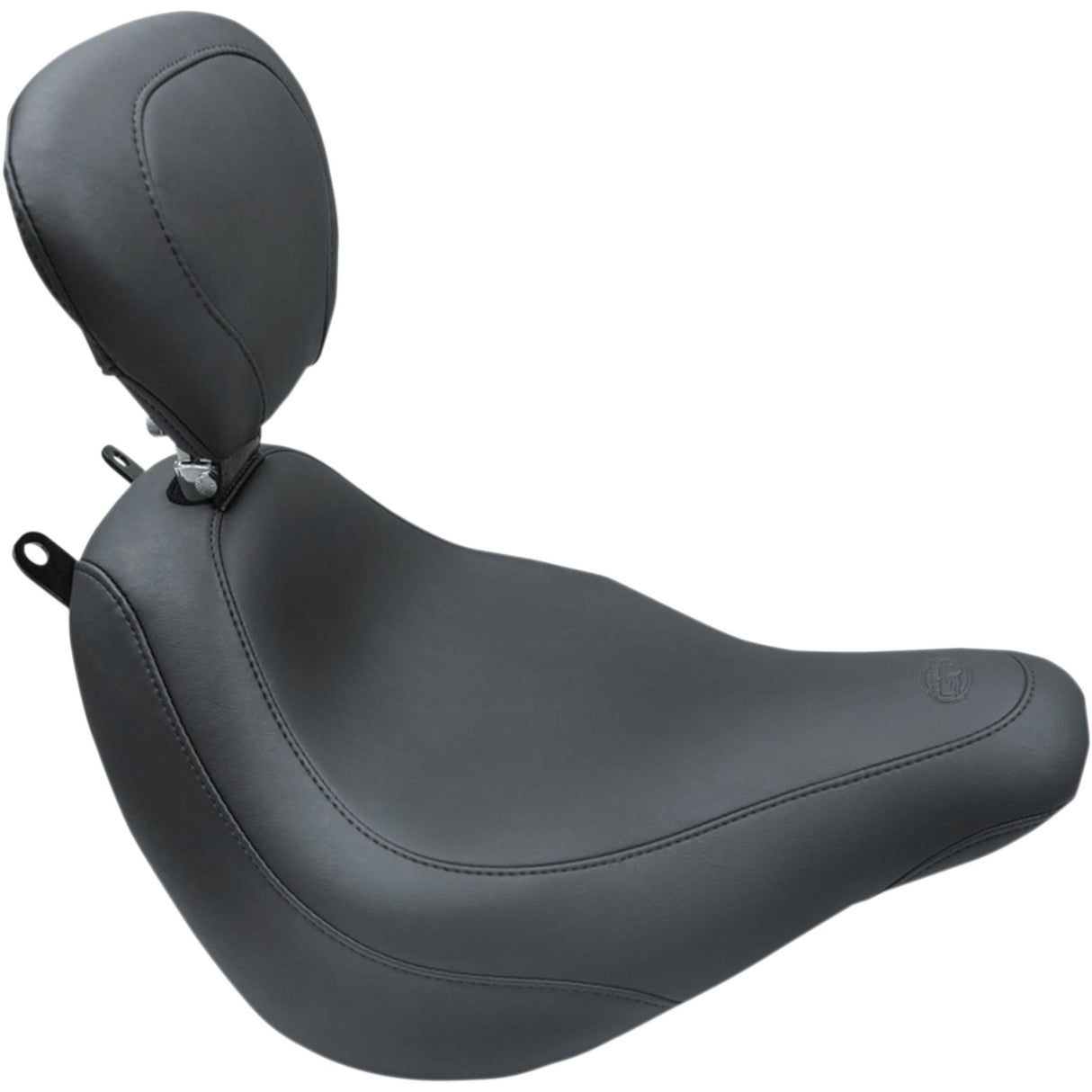 Mustang Wide Tripper™ Solo Seat With Backrest Smooth Black - 79332 For Harley Softail 2018-2021