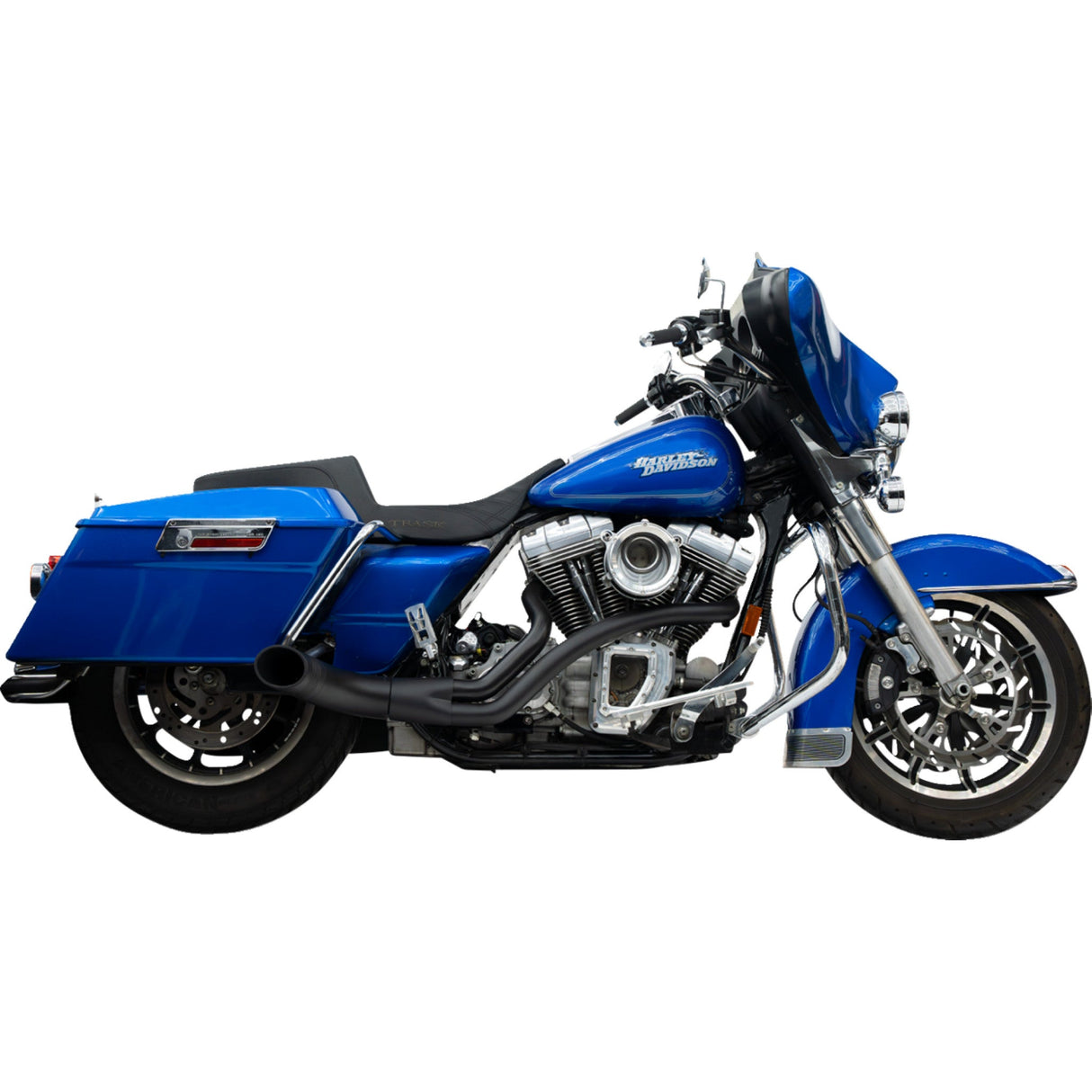 Trask 2-Into-1 Up Yours Exhaust System Twin Cam Black - TM-5740BK For Harley Touring 2000-2016