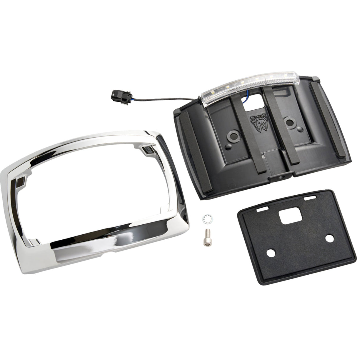 Ciro License Plate Frame LED Curved Chrome - 40500 For Harley Touring 2009-2026