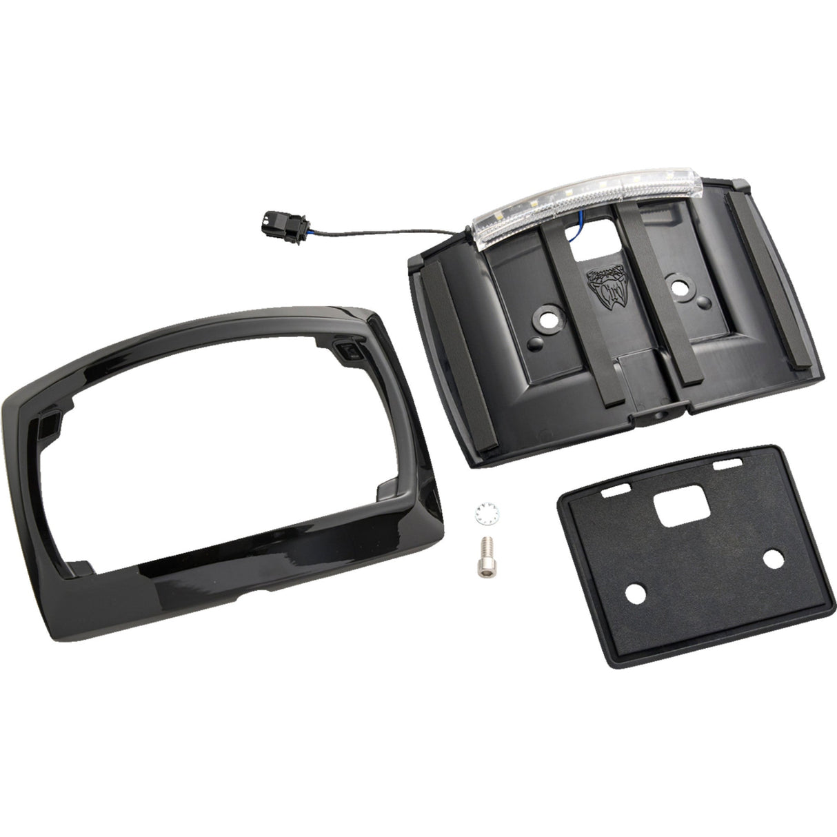 Ciro License Plate Frame LED Curved Black - 40520 For Harley Touring 2009-2026