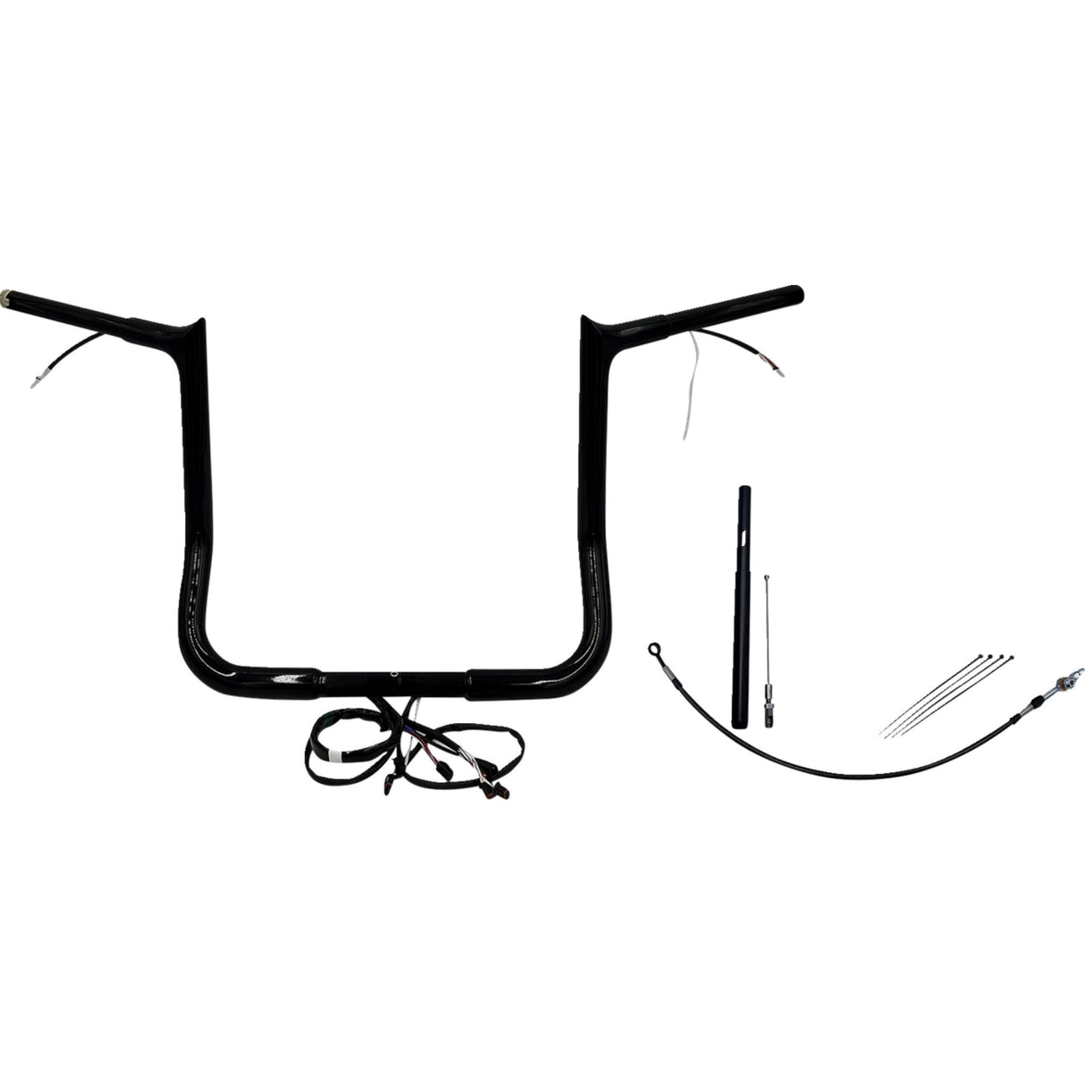FAT Baggers INC. EZ Install Wired 1-1/4" Pointed Top Handlebar Kit 14" Black - 912014-B For Harley Touring 2021-2022