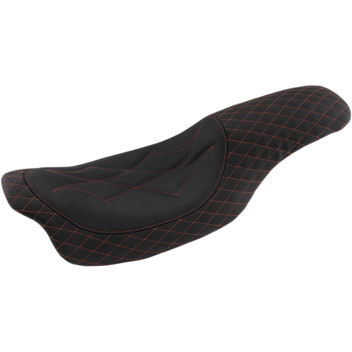 Mustang Revere Journey Seat Diamond Red Stitched - 74111AB For Harley Touring 2008-2025