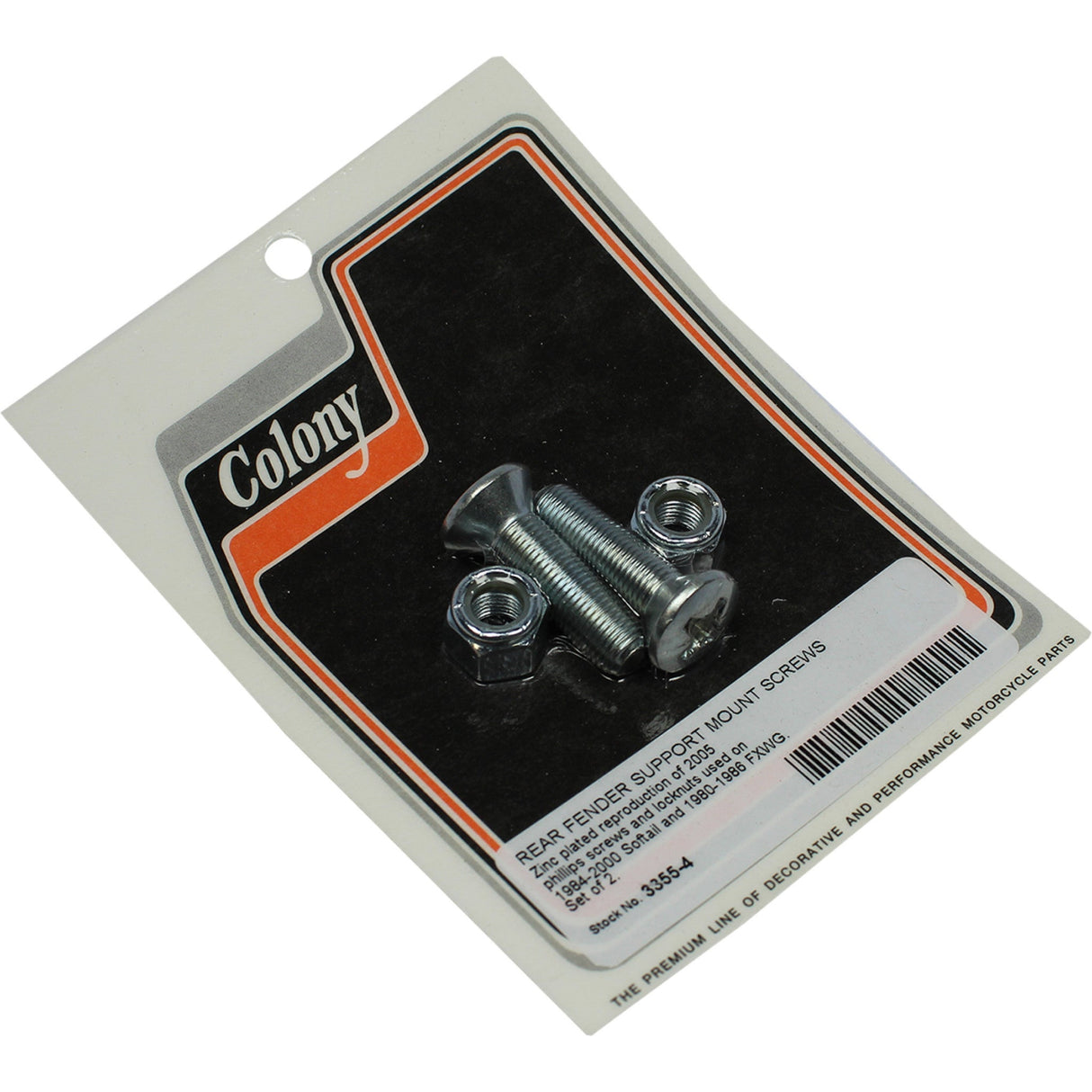 Colony Rear Fender Support Mounting Screws Nuts Zinc Set - 3355-4 For Harley Wide / Softail 1980-2000