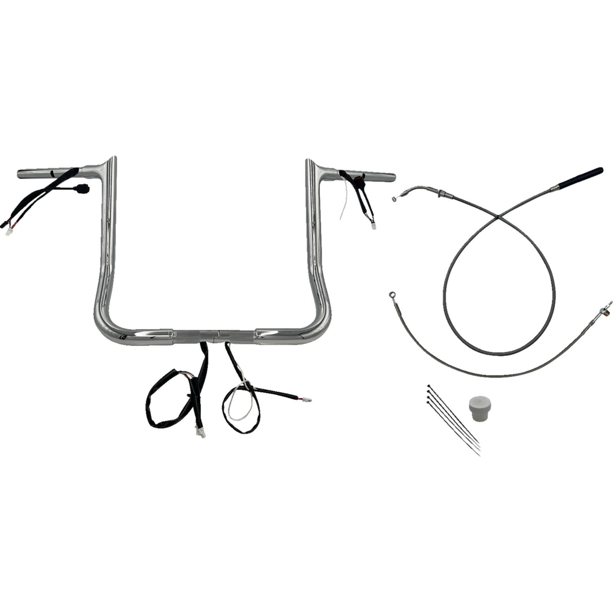 FAT Baggers INC. 1-1/4" EZ Install Pointed Top Handlebar 14" Chrome - 949014 For Harley Street Glide 2023-2026