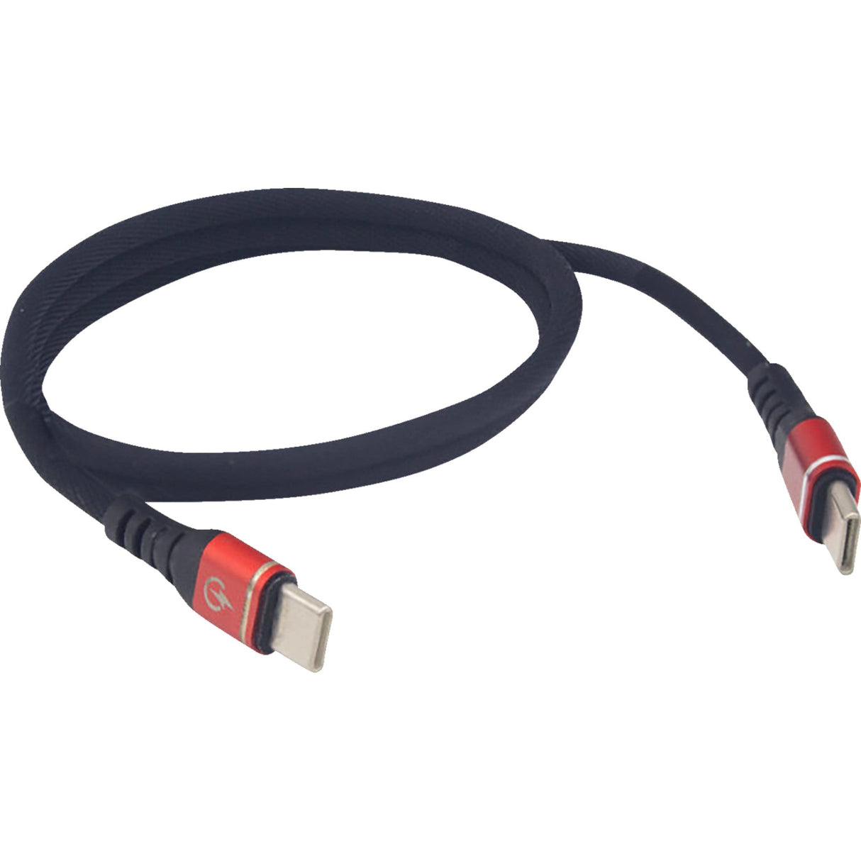 RIDEPOWER 3807-0711 RPUSBCUSBC12 12" Male USB-C to Male USB-C Heavy-Duty Phone Charging Cable Male USB-C to Male USB-C Cable - Phone - Charger - 12" - Black/Red