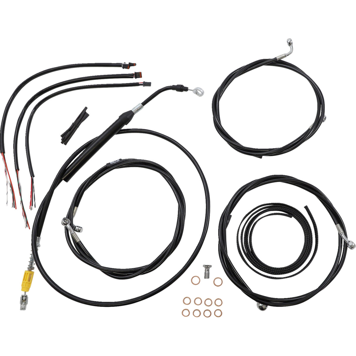 LA Choppers Complete Black Vinyl Braided Handlebar Cable Brake Line Kit 18"-20" Handlebars - LA-8056KT2-19B For Harley Touring 2021-2022