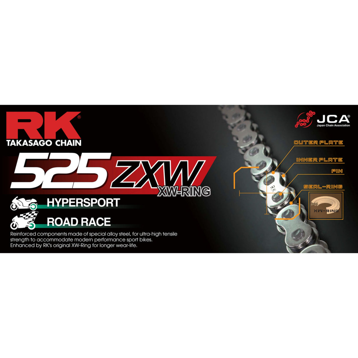 RK 1225-0482 GB525ZXW-RL Sealed Chain (ZXW) Connecting Link — 525 ZXW 525 ZXW - Connecting Link - Rivet - Gold