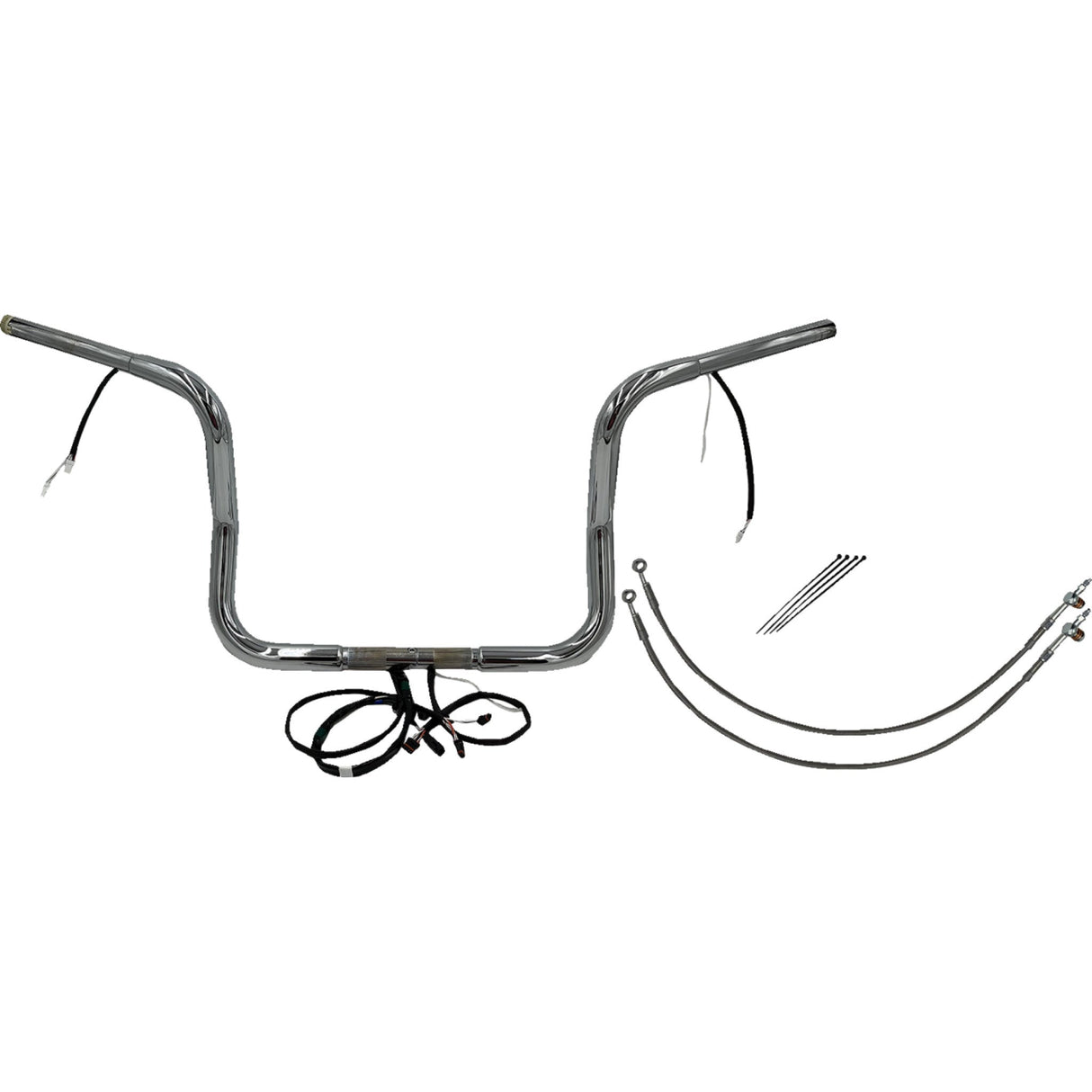 FAT Baggers INC. EZ Install Wired 1-1/4" Round Top Handlebar Kit 12" Chrome - 902512 For Harley Touring 2016-2020