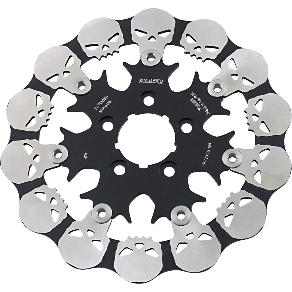 GALFER 1710-3762 DF681FRH Skull Brake Rotor - Skull Rear Rotor - Floating Mount