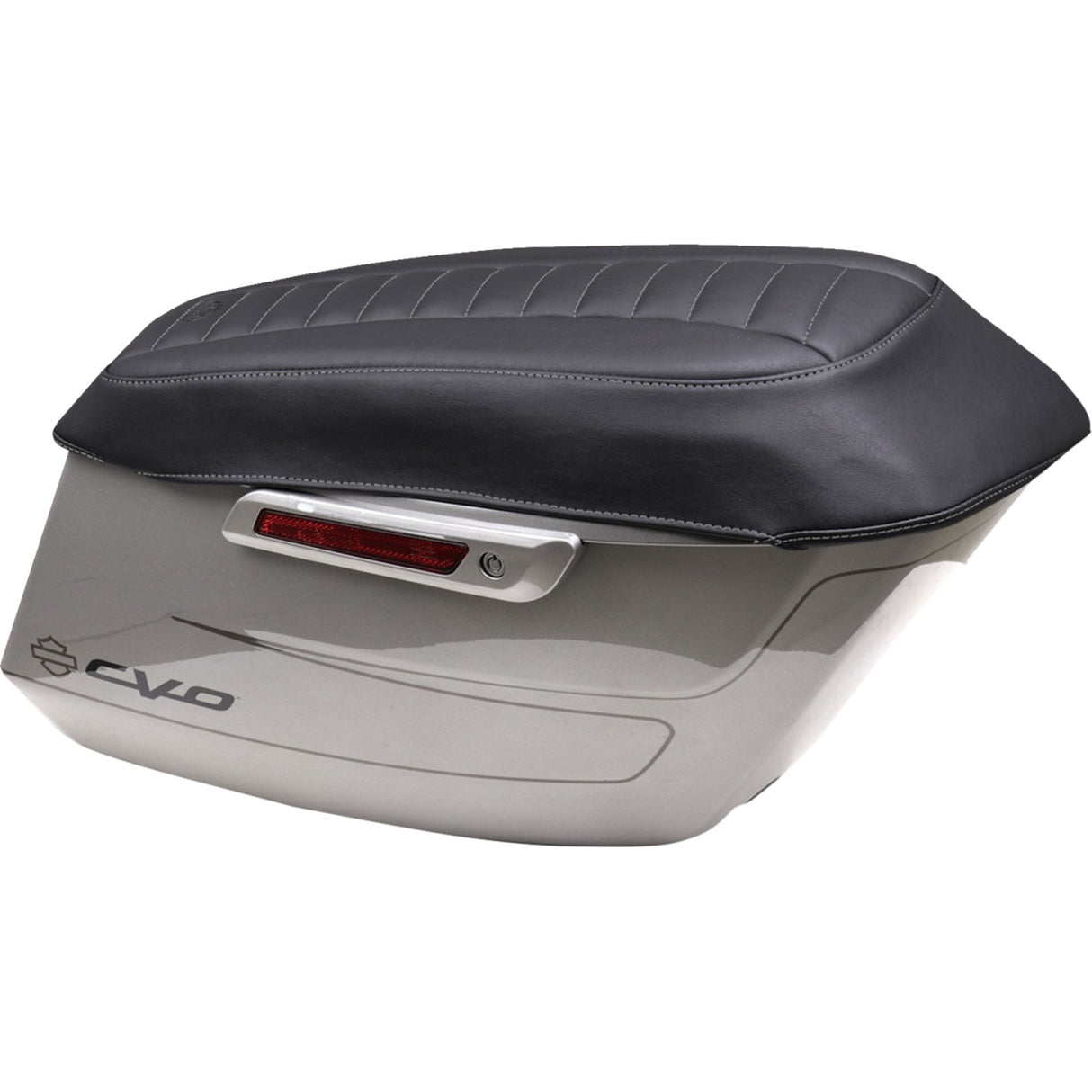 Mustang Deluxe Touring Saddlebag Lid Covers Black With Gunmetal Stitch Touring - 88404GM For Harley Touring 2023-2026