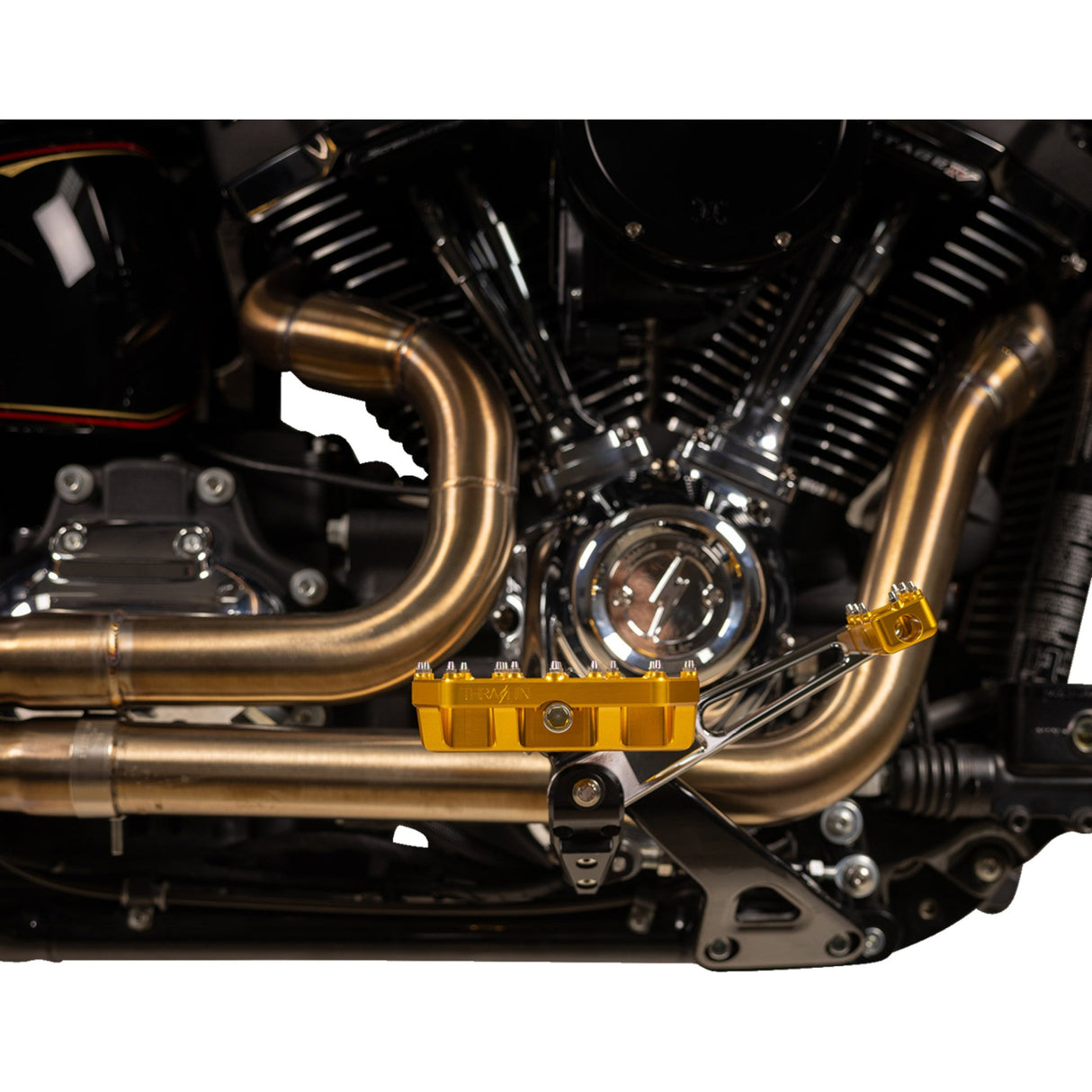 Thrashin Supply CO. Mini Aggressor Floorboards Gold Rear - TSC-2031-5-D For Harley Motorcycles 1972-2025