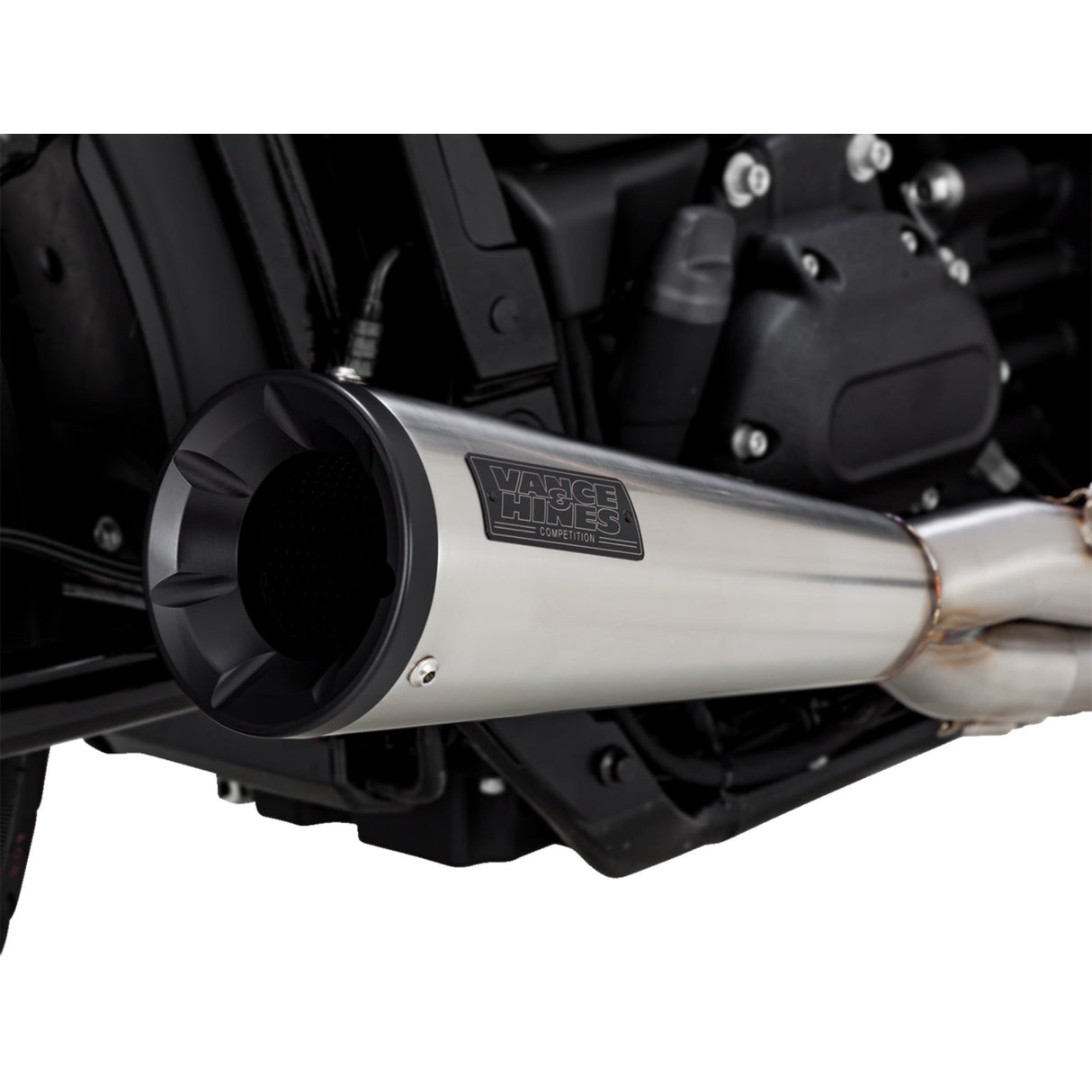 Vance & Hines 2-Into-1 Upsweep Exhaust System Brushed Stainless Steel - 27323 For Harley Softail 2018-2024