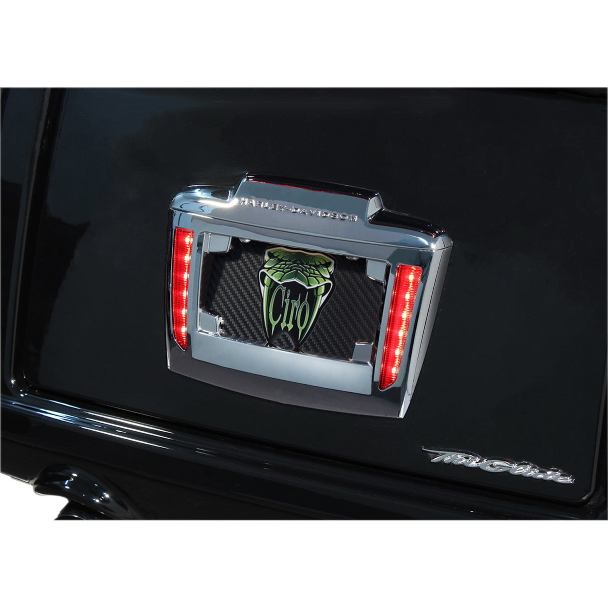 Ciro LED License Plate Frame '09+ Trike Chrome - 40080 For Harley Tri 2009-2025