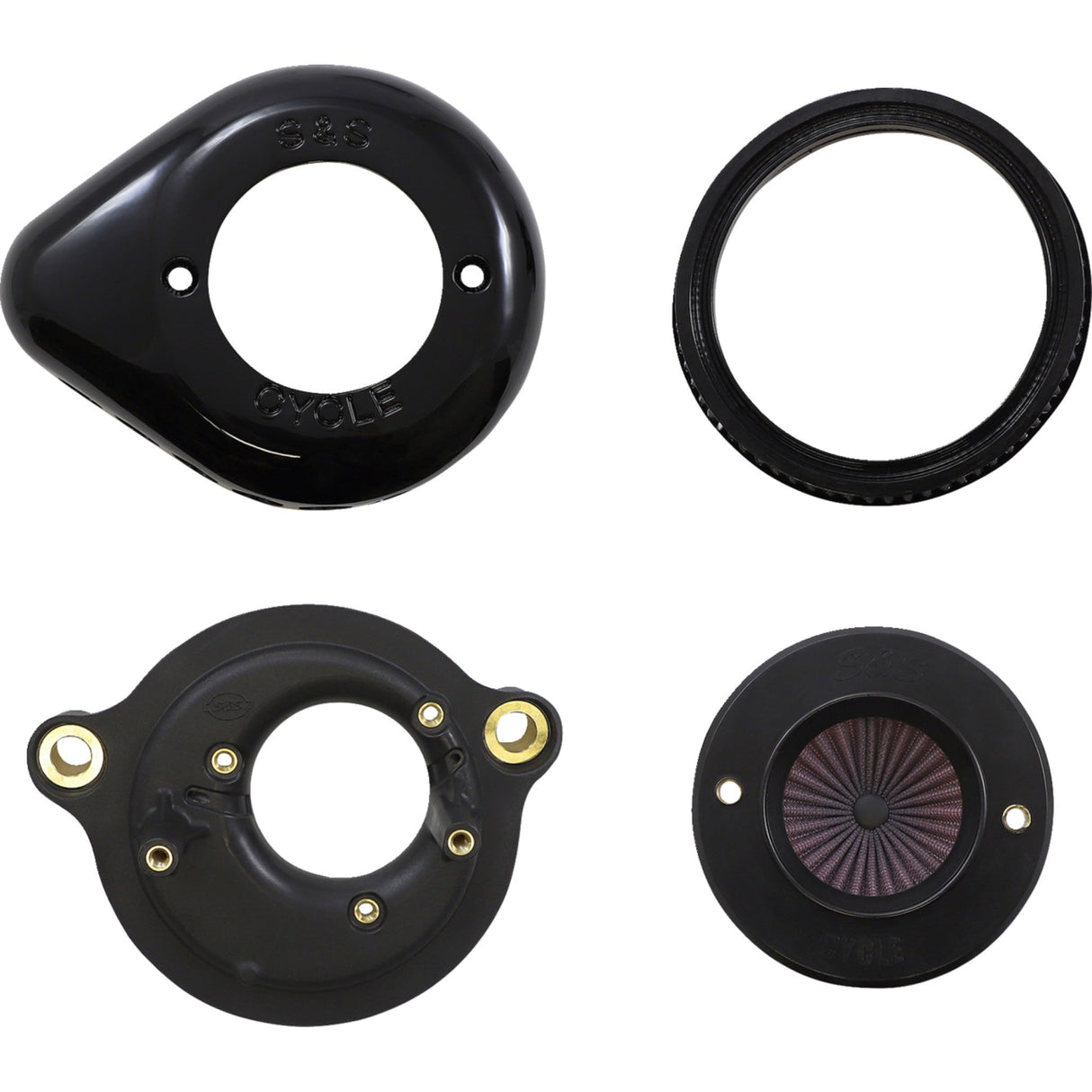 S&S Cycle Air Stinger Stealth Air Cleaner Kit Black - 170-0718A For Harley Motorcycles 2017-2023