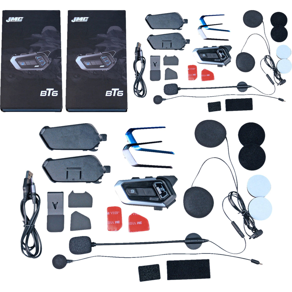 J & M 4402-1048 HS-BT6-UNV-D Bluetooth™ Helmet Headset Headset - Bluetooth™ - Universal - Dual Pack