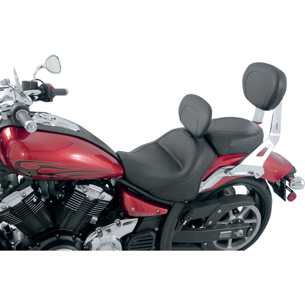 MUSTANG 0810-1048 79661 Vintage Wide Touring Seat With Driver Backrest Seat - Vintage - Wide - Touring - With Driver Backrest - Two-Piece - Smooth - Black - Stryker