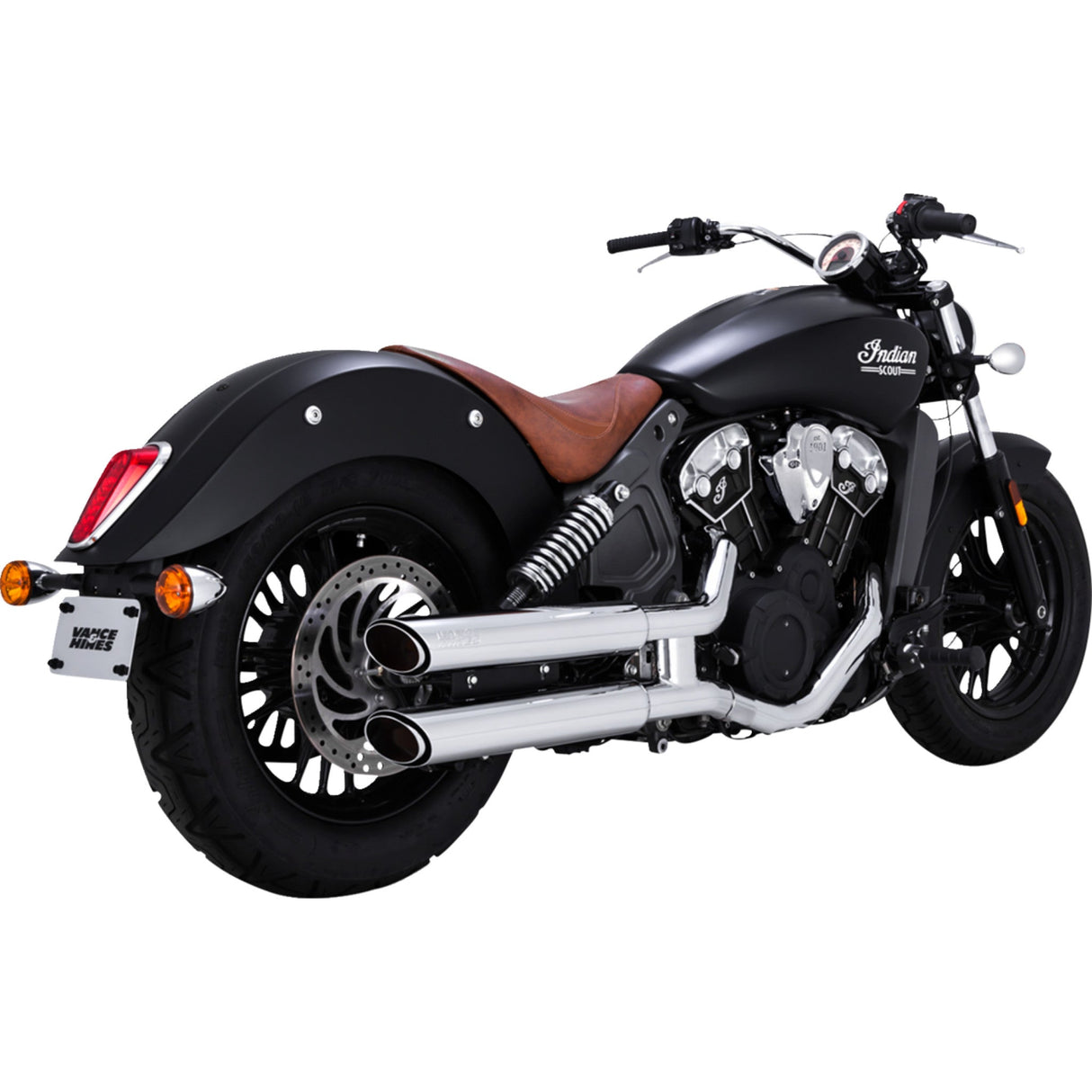 Vance & Hines Twin Slash 3" Slip-On Mufflers Chrome - 18323 For Indian Scout 2015-2022