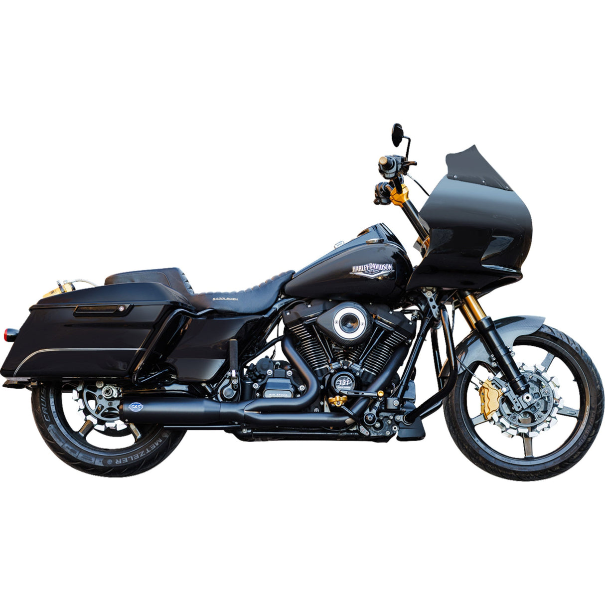 S&S Cycle 2-Into-1 Qualifier Exhaust System 50-State Black - 550-1110 For Harley Touring 2017-2026