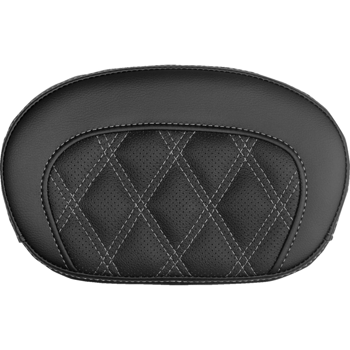 SADDLEMEN 0822-0735 061018405 Mini Contour Sissy Bar Pad lattice stitch - silver stitch