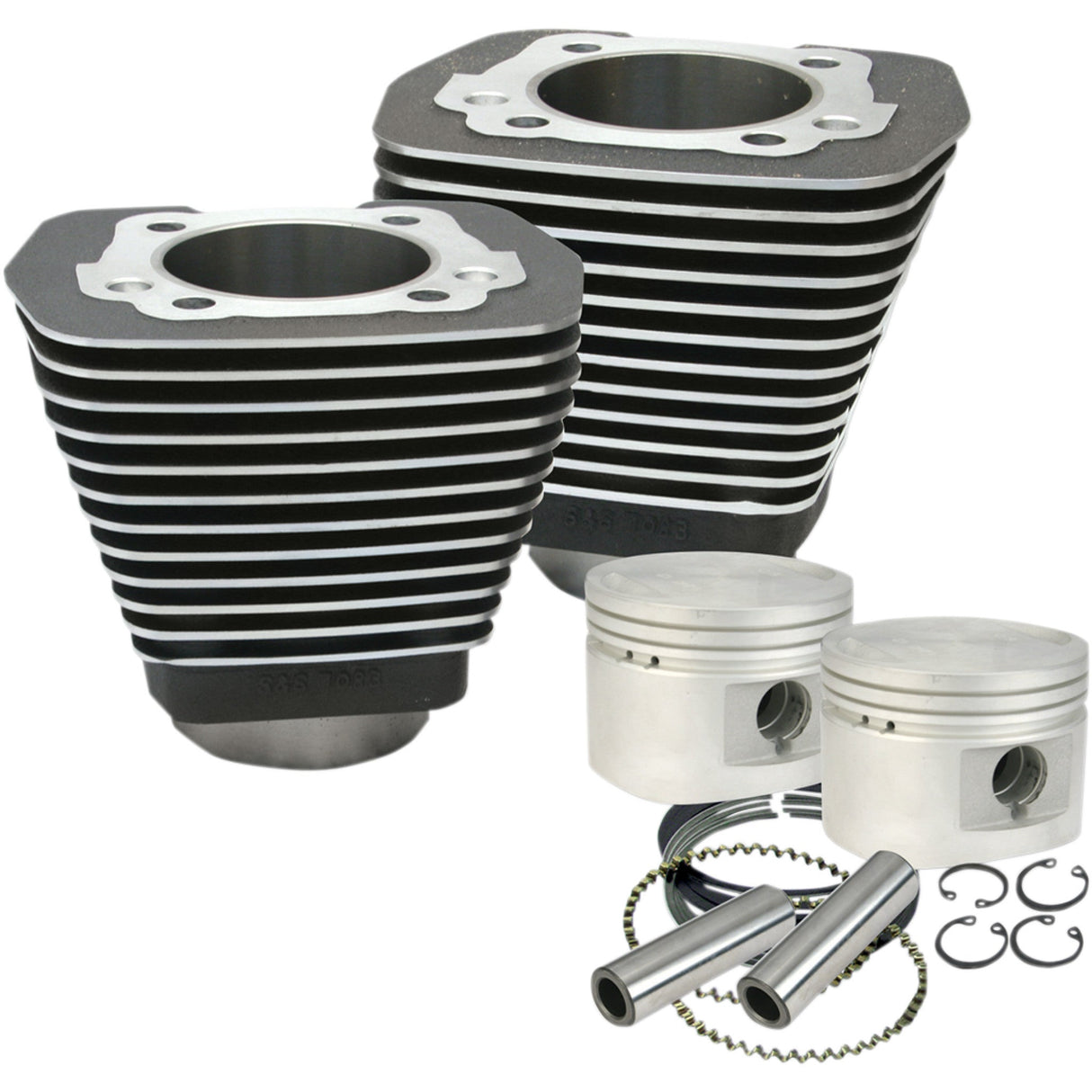 S&S Cycle Cylinder & Piston Kit 80" Evolution Big Twin Wrinkle Black - 910-0182 For Harley Motorcycles 1984-2000