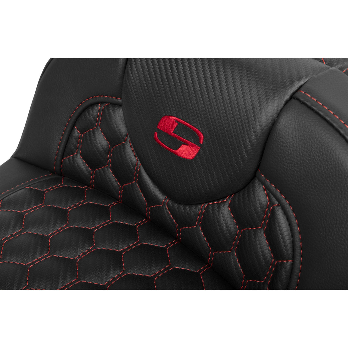 Saddlemen Roadsofa™ Extended Reach Seat With Backrest Honeycomb Red Stitch - 823-07-190B4 For Harley Touring 2023-2026