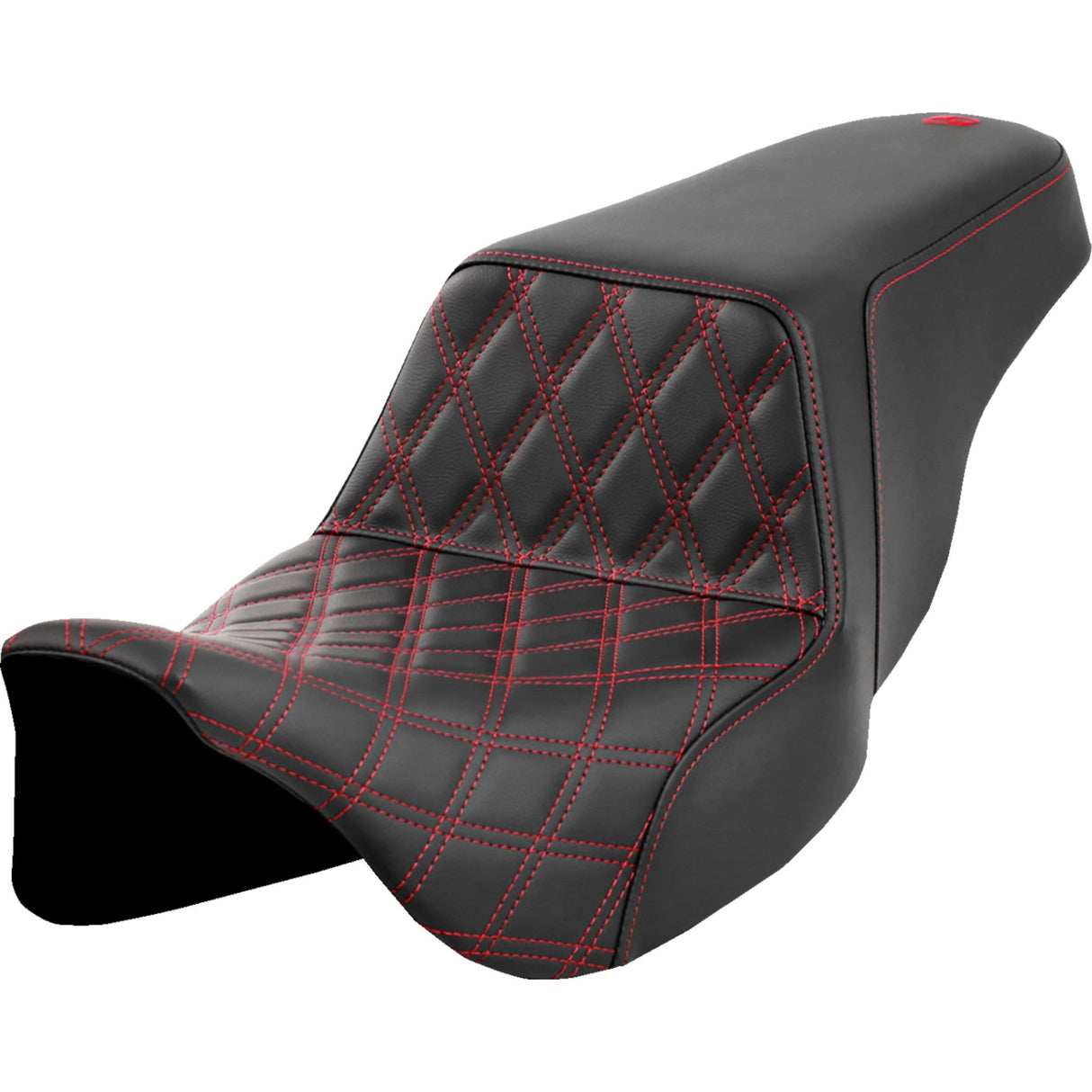 Saddlemen Lattice Stitch Step-Up Seat Front Red Stitch - 808-07B-17204 For Harley Touring 2008-2024