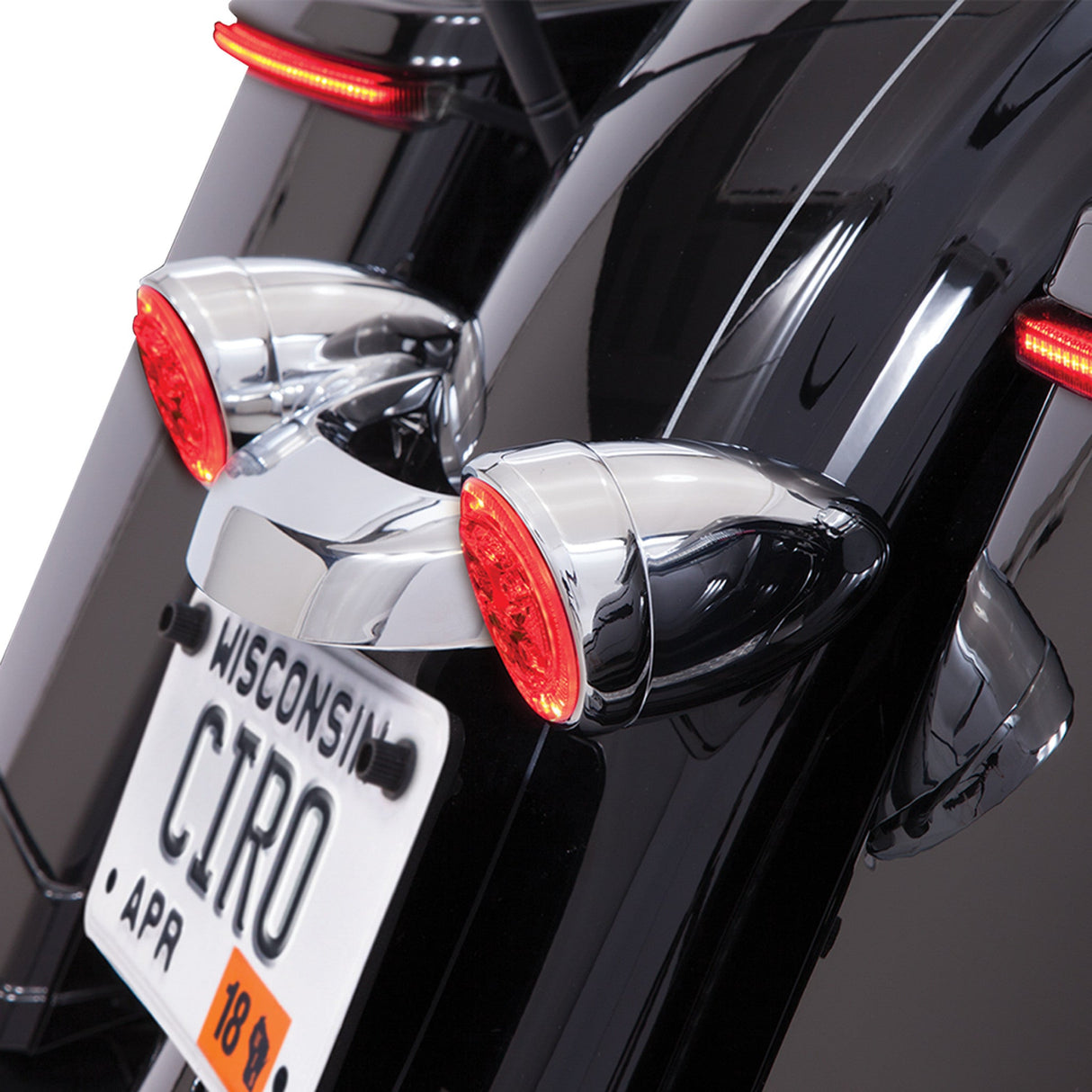 Ciro Fang® Signal Light Inserts — Rear Chrome Red Lens - 45401 For Harley Motorcycles 1957-2026