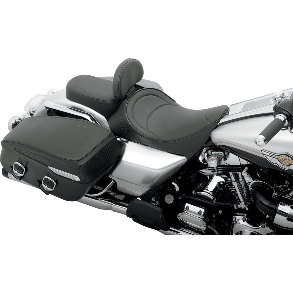 Drag Specialties Backrest Compatible Solo Seat — Mild Stitched Solo Seat Mild Stitched Driver Backrest FLH - 0801-0493 For Harley Touring 1997-2007