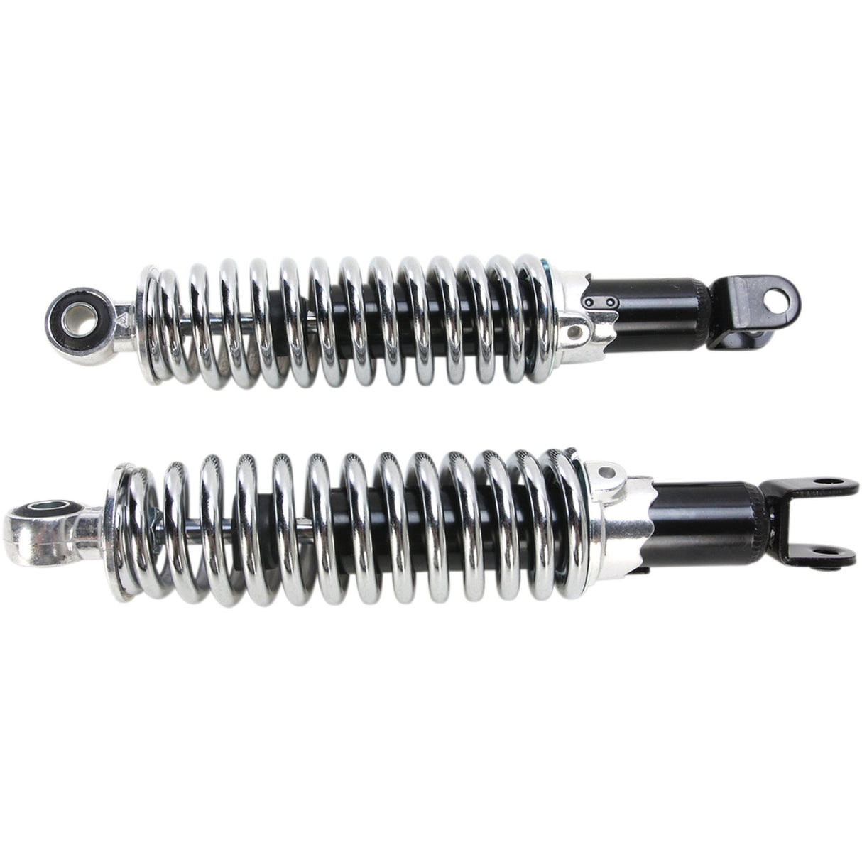 EMGO 1310-1217 17-05697 Custom Shorty Shocks with shroud - black body/chrome spring finish - clevis lowering