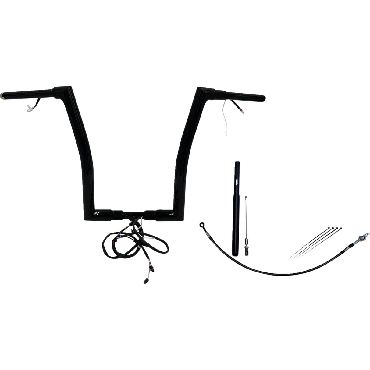 FAT Baggers INC. EZ Install Wired 1-1/2" Flat Top Handlebar Kit 16" Black - 612916-B For Harley Road Glide 2021-2022