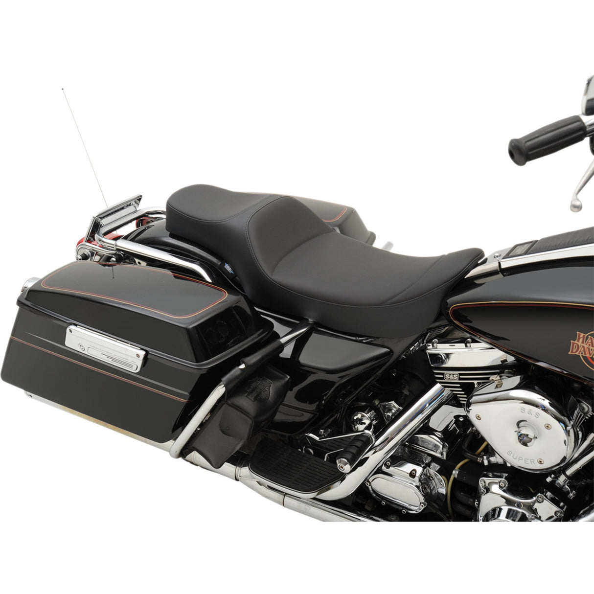 Drag Specialties Extended Reach 2-Up Predator Seat Extended Reach Predator Seat Mild Stitched FL - 0801-1127 For Harley Touring 1997-2007