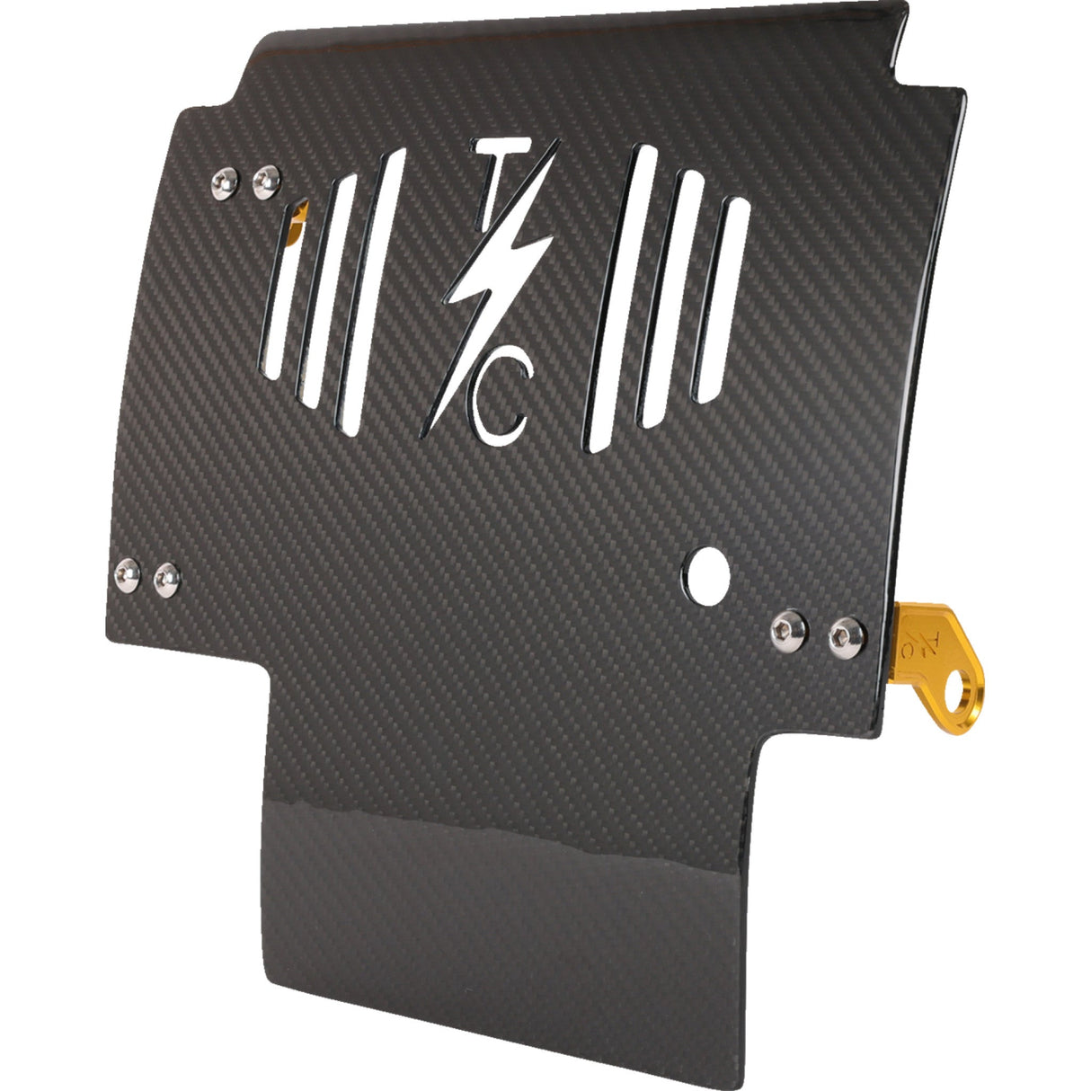 Thrashin Supply CO. Carbon Fiber Skid Plate Gloss With Gold Brackets - TSC-3034-5 For Harley Touring 2023-2026