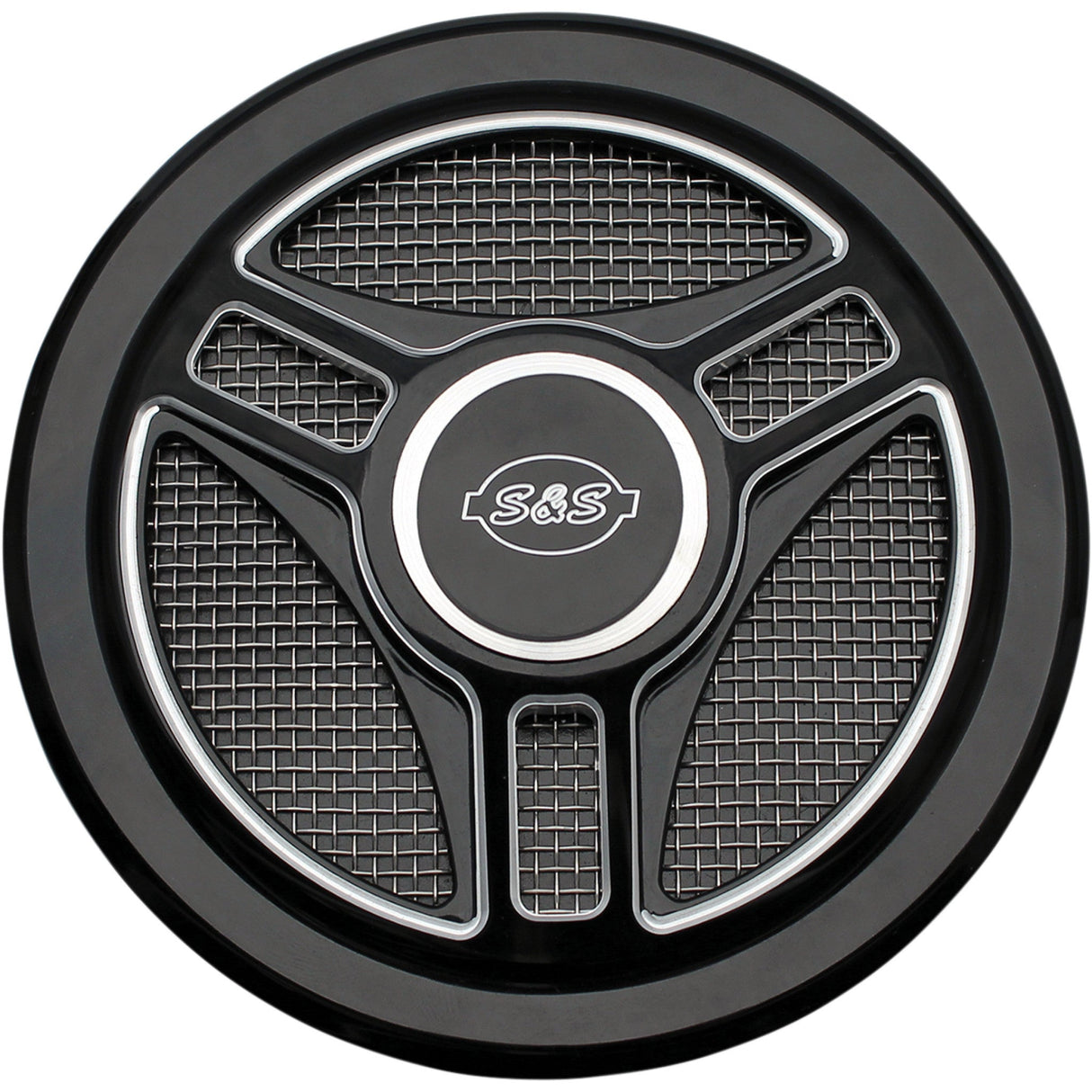 S&S CYCLE 1014-0171 170-0210 Stealth Air Cleaner Cover - Triple-Spoke - Black