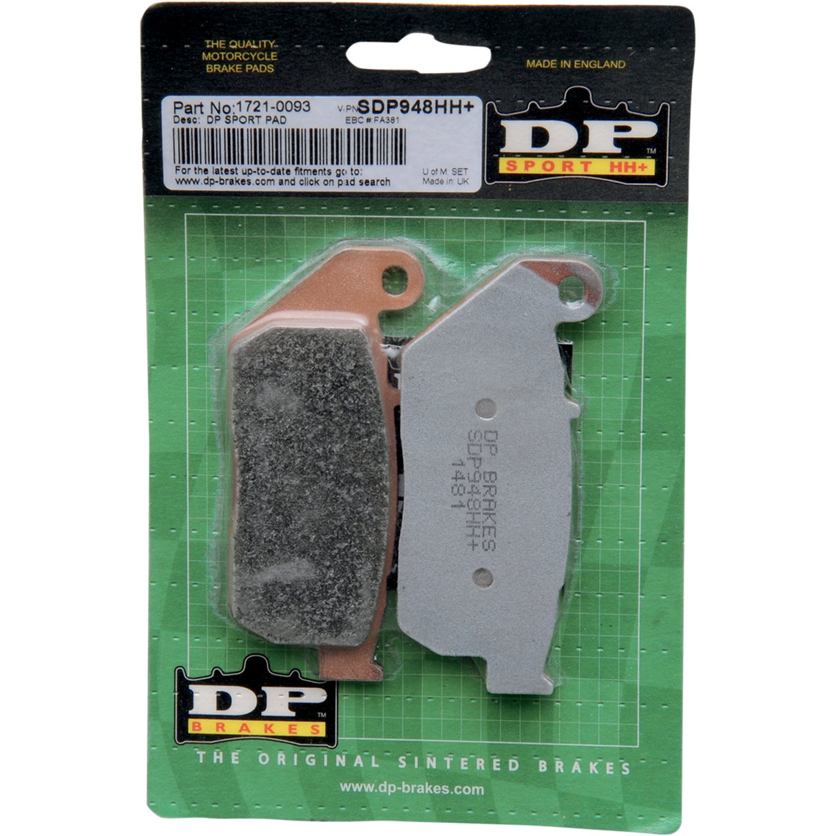 DP BRAKES 1721-0093 SDP948HH Sintered Metal Harley/Buell Brake Pads - Sportster - SDP948HH