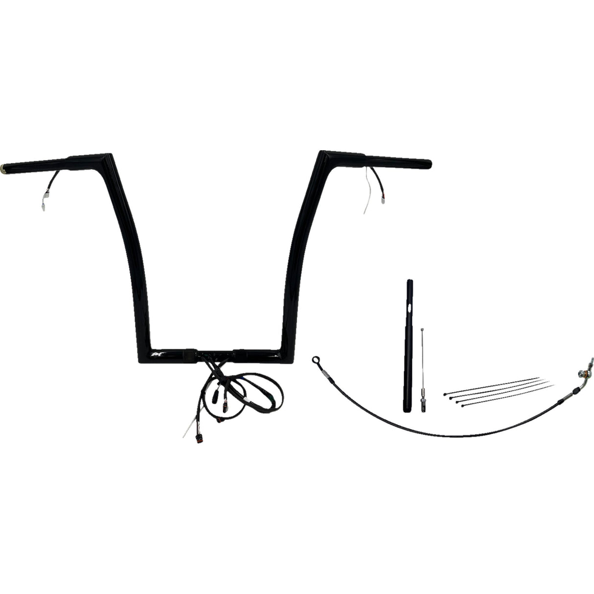 FAT Baggers INC. EZ Install Wired 1-1/4" Flat Top Handlebar Kit 16" Black - 712916-B For Harley Road Glide 2021-2022