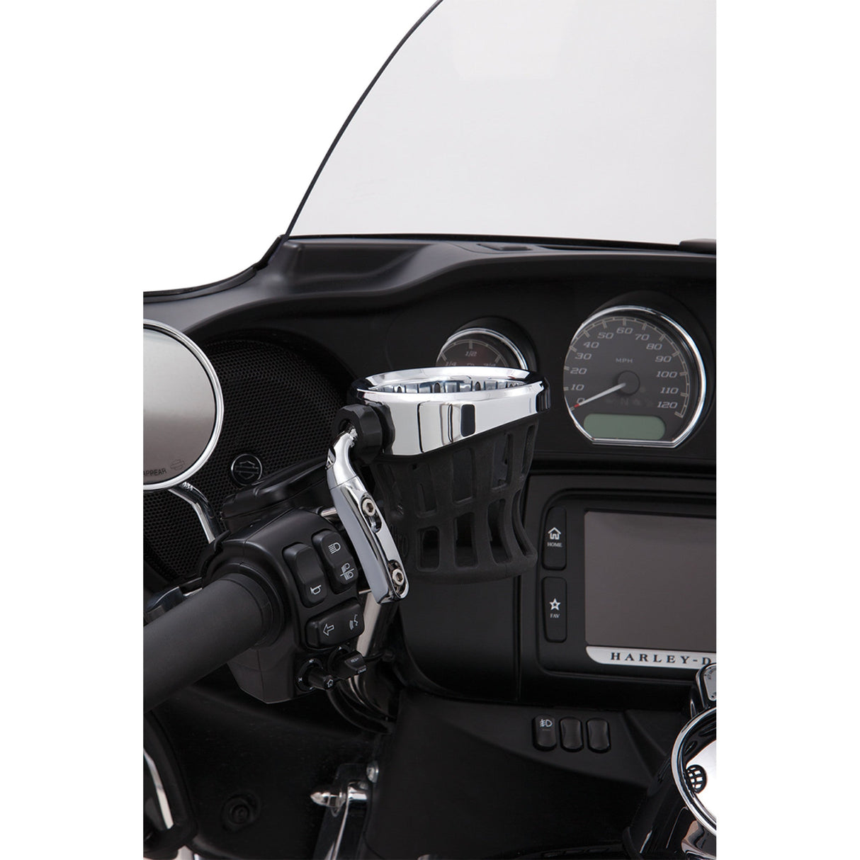 CIRO 0636-0021 50412 Drink Holder 7/8" & 1" handlebar mount - chrome/chrome clamp