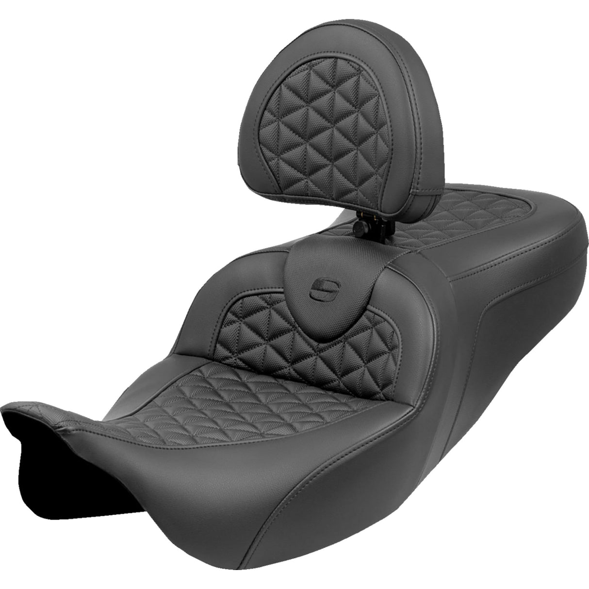 Saddlemen Extended Reach RoadSofa™ Tri Gripper Seat With Backrest - 808-07B-211B0 For Harley Touring 2008-2025