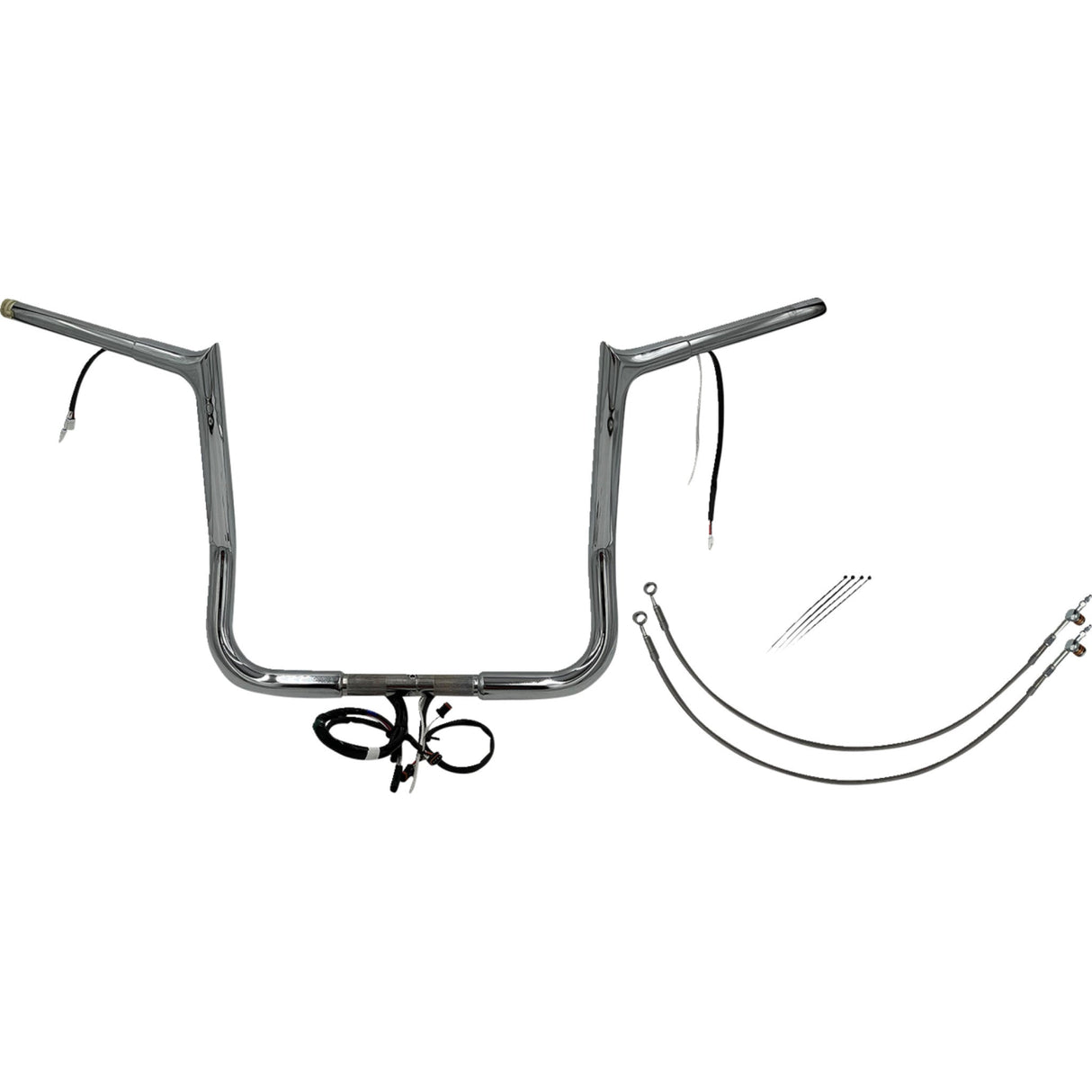FAT Baggers INC. EZ Install Wired 1-1/4" Pointed Top Handlebar Kit 14" Chrome - 902214 For Harley Touring 2016-2020