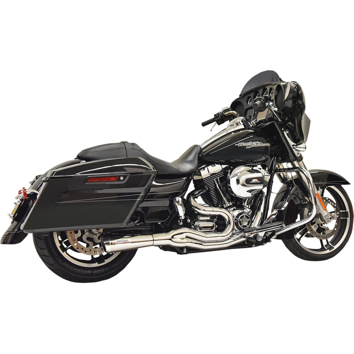 Bassani Xhaust Road Rage II 2-Into-1 Mid-Length Exhaust System Chrome - 1F62C For Harley Touring 2007-2016